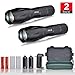 JIA LE Tactical Flashlight Super Bright Led T6 Cree Flashlights 1000 Lumens with 2 Rechargeable 18650 Lithium Ion Batteries and Charger Water Resistant, Ideal For Camping Emergency, 2 Piece