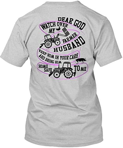 Tee Bon Watch Over My Farmer T Shirt, I Love Farming T Shirt Unisex (M,Sport Grey)