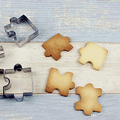 Christmas Cookie Cutter Set - 4 Piece - Holiday Stainless Steel Cookie Cutters - Puzzle Pattern- DIY Cake Biscuit Decoration Molds - Thumbnail 2