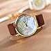 GreatCase Unisex Elegant Retro Old Classic Luxury World Map Bracelet Quartz Wrist Watch with Leather Band (Brown)