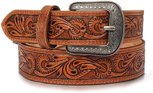 Amazon.com: Affilare Western Heavy Duty Tooled Leather Belt  display picture 3