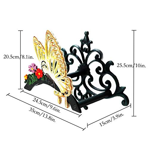 Sungmor Heavy Duty Cast Iron Hose Holder - Garden & Yard Decorative Butterfly Wall Mounted Hose Butler - Water Pipe Holds,Rack,Hanger,Antique Wall