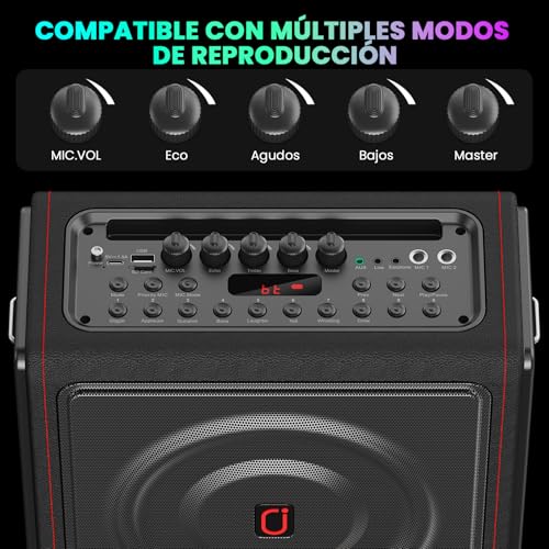 Karaoke Machine with Wireless Microphones HWWR Karaoke with 2 Microphones for Adults Children, Karaoke Systems Accessoires Utiles pour Micro (MS78-2Mics)