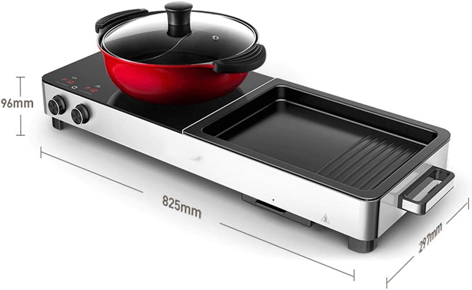 review zaizai Electric Grill Hot Pot 2200W Fast Heat BBQ Smokeless Grill Non-Stick Pan for Indoor and Outdoor Barbecue Hot Pot Suitable for 3-6 People