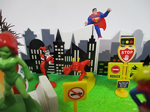 DC Comics Super Hero Girls Birthday Cake Topper Set Featuring Figures and Decorative Themed Accessories - Thumbnail 2