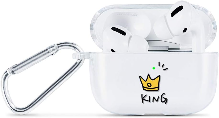 AKABEILA Case Compatible with Apple AirPods Pro Case with Carabiner Transparent Silicone Cute Design AirPod Pro 2019 Case Cover Front LED Visible Wireless Charging Case