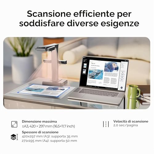 CZUR 16MP Professional Book Scanner, HD Camera Document Scanner with OCR, Converts Documents to PDF, Word, Tiff, Excel, Compatible with Windows macOS (ET16 Plus)