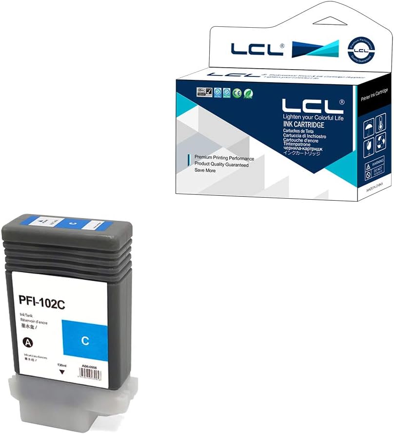 LCL PFI102 Cyan Ink Cartridge Replacement for Canon PFI-102 PFI-102C for Canon imagePROGRAF iPF500 iPF510 iPF600 iPF605 iPF610 iPF650 iPF655 iPF700 iPF710 iPF720 iPF750 iPF755 iPF760 iPF765 (1 Pack)