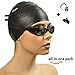 Swim Goggles Complete Bundle: Includes Waterproof Swimming Cap Set, Nose Clip, Ear Plugs. One Click Performance Swimming Goggles with UV Protection & Anti-Fog for Men and Women - Black
