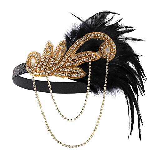 Xuhan 1920s Flapper Costume Accessories Set for Women Headband Necklace Gloves Cigarette Holder