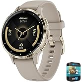 Garmin Venu 3S Health Fitness GPS Smartwatch Gold Steel Bezel w/French Gray Case 41mm | Official USA Partner Model | Bundle 0