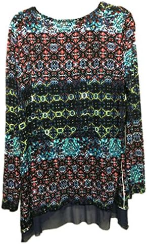 Fylo Multi Geo Print Long Sleeve Long Shirt Size Medium