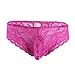 FEESHOW Sexy Men's Lace Briefs Sissy Pouch Underwear Crossdress Panties Lingerie Rose X-Large (Waistline 29.0-46.0
