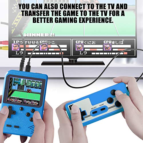 Diswoe Handheld Game Mini Machine, Portable Game Console, Great Gifts for Kids and Adults, 3.0 inch Screen Classic Retro Games with Controller, Support for Connecting TV & Two Players (Blue) - Thumbnail 4