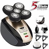 5 in1 grooming kit wet/dry Shaver Electric Razor For Men All In One Bald Hair Trimmer Beard & Nose Trimmer Facial Cleansing Brush Waterproof USB Rechargeable