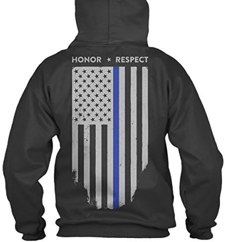 Thin Blue Line Flag Hoodie Sweatshirt, Law Enforcement (Small)