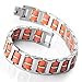 INBLUE Men's Stainless Steel Rubber Bracelet Link Wrist Silver Tone Orange Blue Black Rectangular