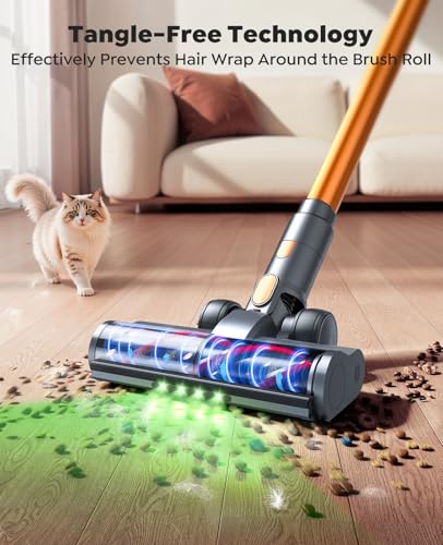 EzyTidy Cordless Vacuum Cleaner, 55KPa 650W 70Mins Stick Vacuum Cleaners for Home, Self-Standing Handheld Vacuum with 3.3Ft Extendable Hose, LED Touch Screen for Pet Hair/Floor/Carpet