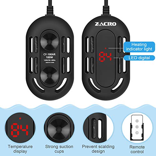 Zacro Aquarium Heater, 100W Submersible Digital Display Mini Fish Tank