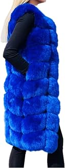 Lisa CollyWomen's Faux Fox Fur Coat Jacket Winter Sleeveless Faux Fur Vest Outwear