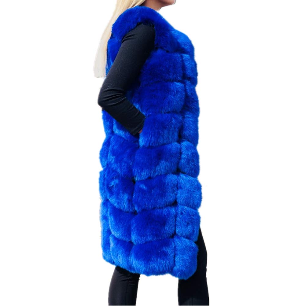 Lisa CollyWomen's Faux Fox Fur Coat Jacket Winter Sleeveless Faux Fur Vest Outwear