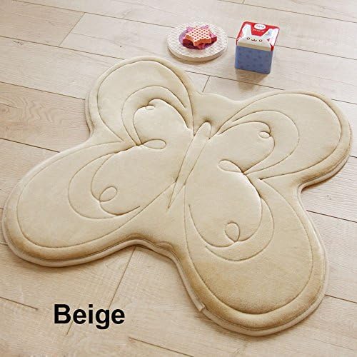 Wolala Home Super Soft Coral Fleece Thicking Butterfly Rug Mat Rubber Non-slip Backing Strong Absorbent Bathroom Pad Doormat Kids Foot Mats 1pcs (24''x24'', Beige)