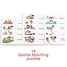 Matching Puzzles 3-in-1, 60PCS Self-Correcting Number Counting Puzzles Alphabet Animal Matching Puzzles Sports Spelling Learning Puzzles for Age 3 4 5 Year Old Preschool Toddler Toys (large box)