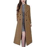 chouyatou Women's Maxi Long Wool Blend Pea Coat Shawl Collar Double Breasted Winter Trench Coat Overcoat