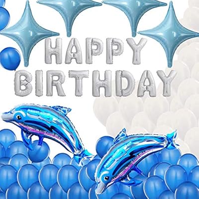 Happy Birthday Dolphin Fish Ocean Sea Theme Party Balloons Set