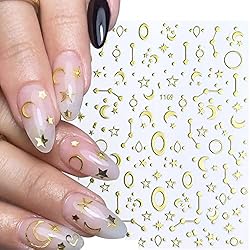 12 Sheets Gold Nail Art Stickers Decals,Nail