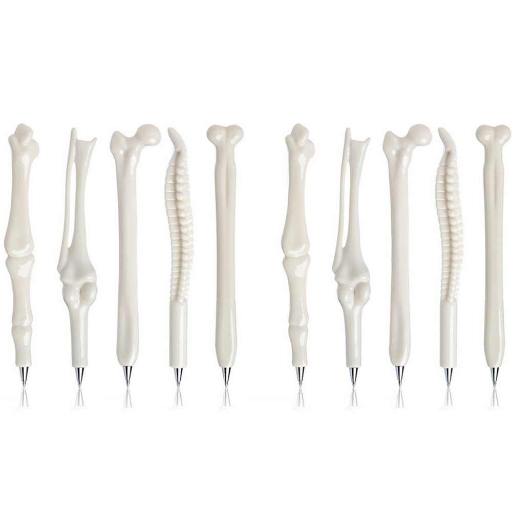 Allbusky Novelty Bone Shape Ballpoint Pens 0.7mm Black Ink for Doctors Nurses Medics Gift School Office Stationery Set of 10 (Black Ink)