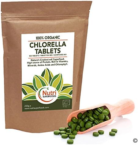Organic Chlorella Tablets - (Pack of 500 x 500mg) Cracked Cell Vegan Protein - High in Chlorophyll (250g)