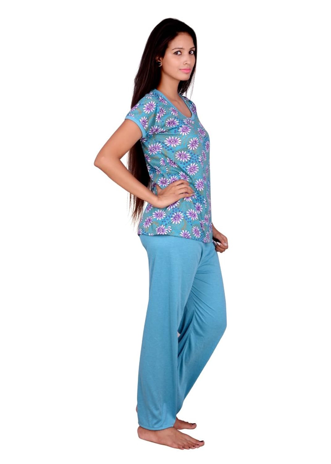 kanika women cotton top & payjama set-blue