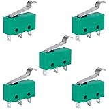 5PCS KW4-3Z-3 5A 250VAC Micro Limit Switch SPDT NO NC 3 Terminals Hinge Curved Lever for Compatible with Mill CNC
