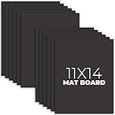 Frametory, Pack of 12 11x14 Uncut Mat Boards, Acid-Free Picture Backing Boards for Frames, Photos, Crafts (Black)