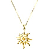 Rnivida Sunburst Necklace for Women,14K Gold Plated Sun Jewelry for Her
