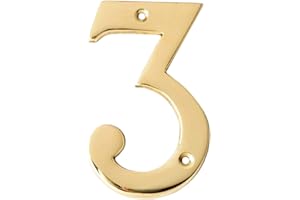 A10SHOP Motif 4-Inch Solid Brass Lacquered Polished Mailbox Numbers House Numbers For Outside House Numbers Address Sign For Door (Number 3)