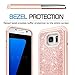 LeYi Compatible with Galaxy S7 Case with Glass Screen Protector [2 Pack], Glitter Bling Girls Women [PC Silicone Leather] Dual Layer Heavy Duty Phone Case for Samsung Galaxy S7 (2016) TP Rose Gold