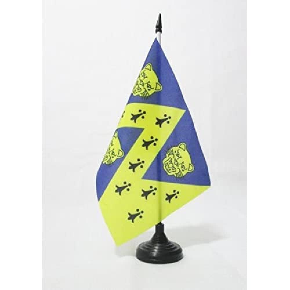 AZ FLAG Shropshire New county Table Flag 5'' x 8'' - Shropshire New county Office Decoration 100% Polyester 21 x 14 cm - Mini Desk Flag with Pole and Black Plastic Base