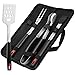 GDEALER BBQ Grill Tools Set 4 Pieces Barbecue Tool Set Grill Accessories with Spatula Tongs Fork and Silicone Basting Brush, Heavy Duty Professional Grade Stainless Steel