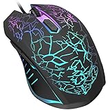 Wired Mouse, VersionTech Ergonomic Optical USB Gaming Mouse Mice With 4 DPI Settings Up to 2400 DPI, 7 Colors Cool LED Backlight for Laptop PC Computer Gamer - Black