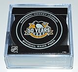 2017 Pittsburgh Penguins 50th Anniversary Game Hockey Puck W/Cube