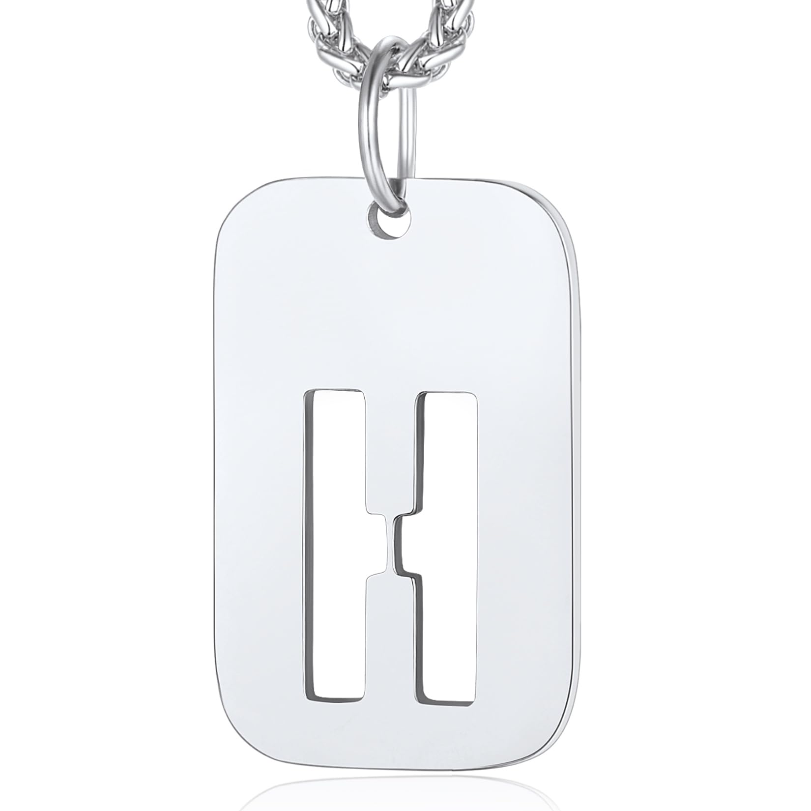 ChainsPro H Necklace Mens Jewellery Dog Tag Chain Stainless Steel Mens Pendant Military Dogtags for Men Gifts for Christmas