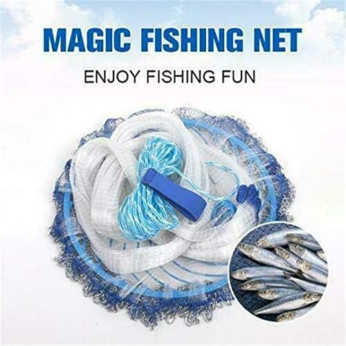 uramiracle Magic Fishing Net Finefish Aluminum Ring Fishing Cast Net 8/10ft Dia, Monofilament Thread Throwing Net for Saltwater/Freshwater Fishing - Assembled