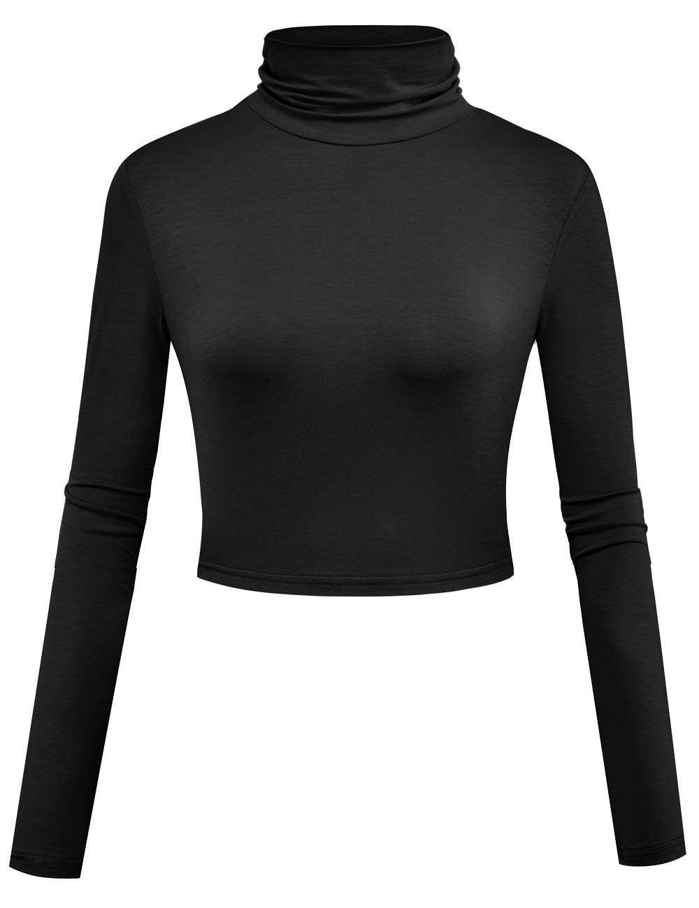 HerouWomen Long Sleeve Crop Top Turtleneck Soft Lightweight Basic Slim Fit Tops