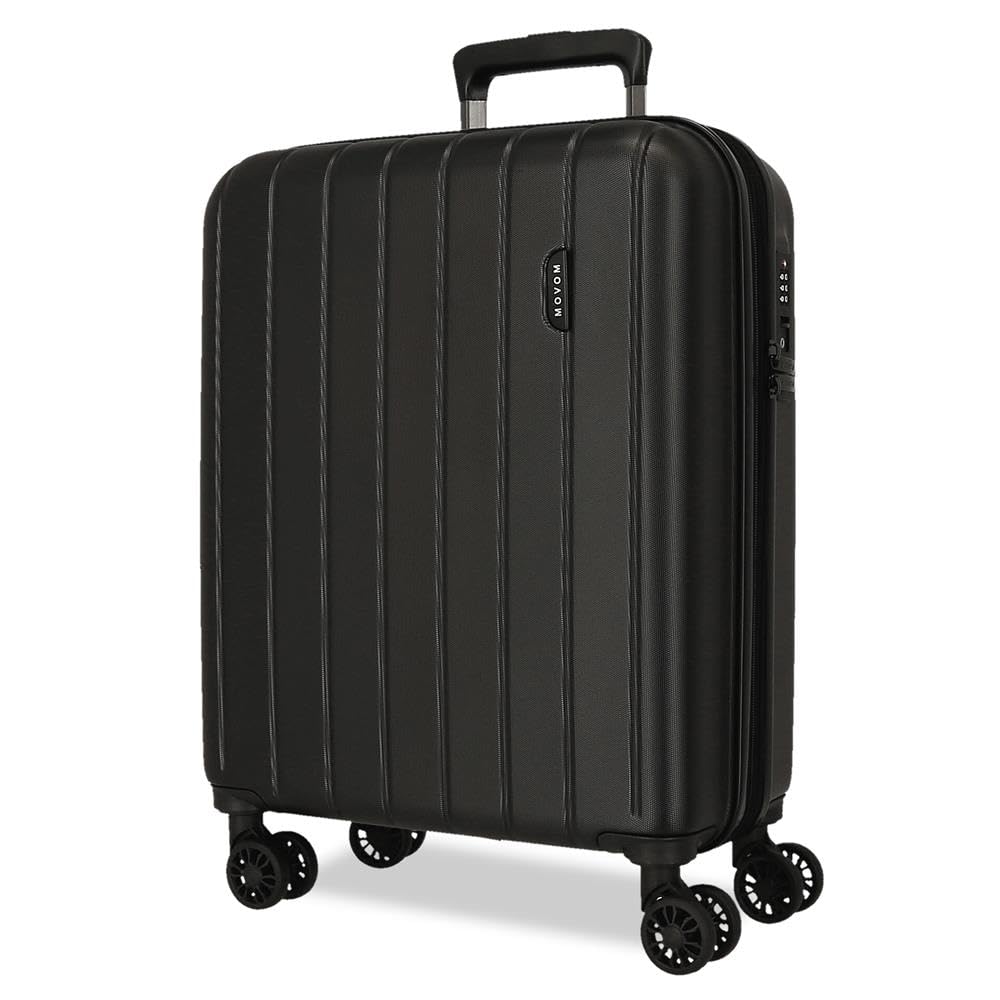 Movom Wood Black Cabin Suitcase 40 x 55 x 20 cm Rigid ABS TSA Lock 38 Litre 3.2 kg 4 Double Wheels Hand Luggage