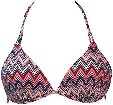 Qiaoer Women Sexy Stripe Push-up Padded Bra Halter Bikini Top Swimsuit (XL, Colored Stripe)