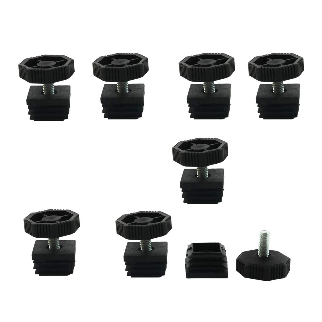 Sourcingmap Leveling Feet 30 x 30mm Square Insert Furniture Adjustable Leveler 8 Sets