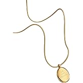 AeonArc Gold Necklace for Women, 18K Gold Plated Coin Pendant Necklace, Dainty Gold Charm Necklace for Everyday Wear, Work & Gifts