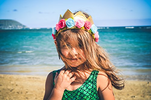 Girls Flower Crown Felt Gold Birthday Princess Faux Leather Stretch Simply Gorgeous